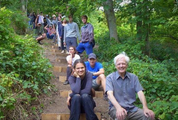 Community volunteers in the woods