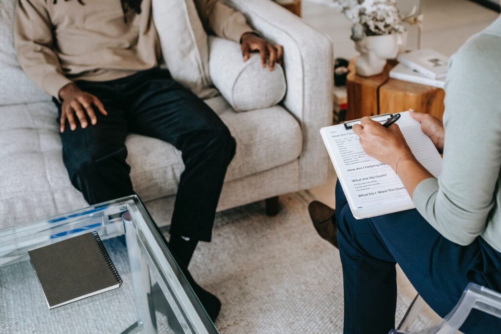 man receiving counselling support