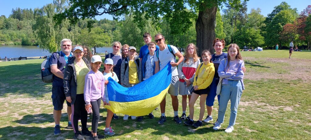 Group of Ukrainians enjoying a fun day in the park