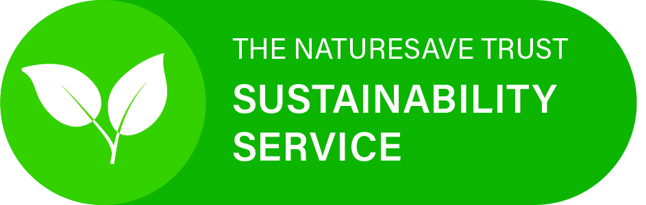 Logo of a green leaf and text reads The Naturesave Trust Sustainability Service
